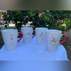 Set of 4 Christmas coffee cup with box Debbie Taylor Kerman new one size white.